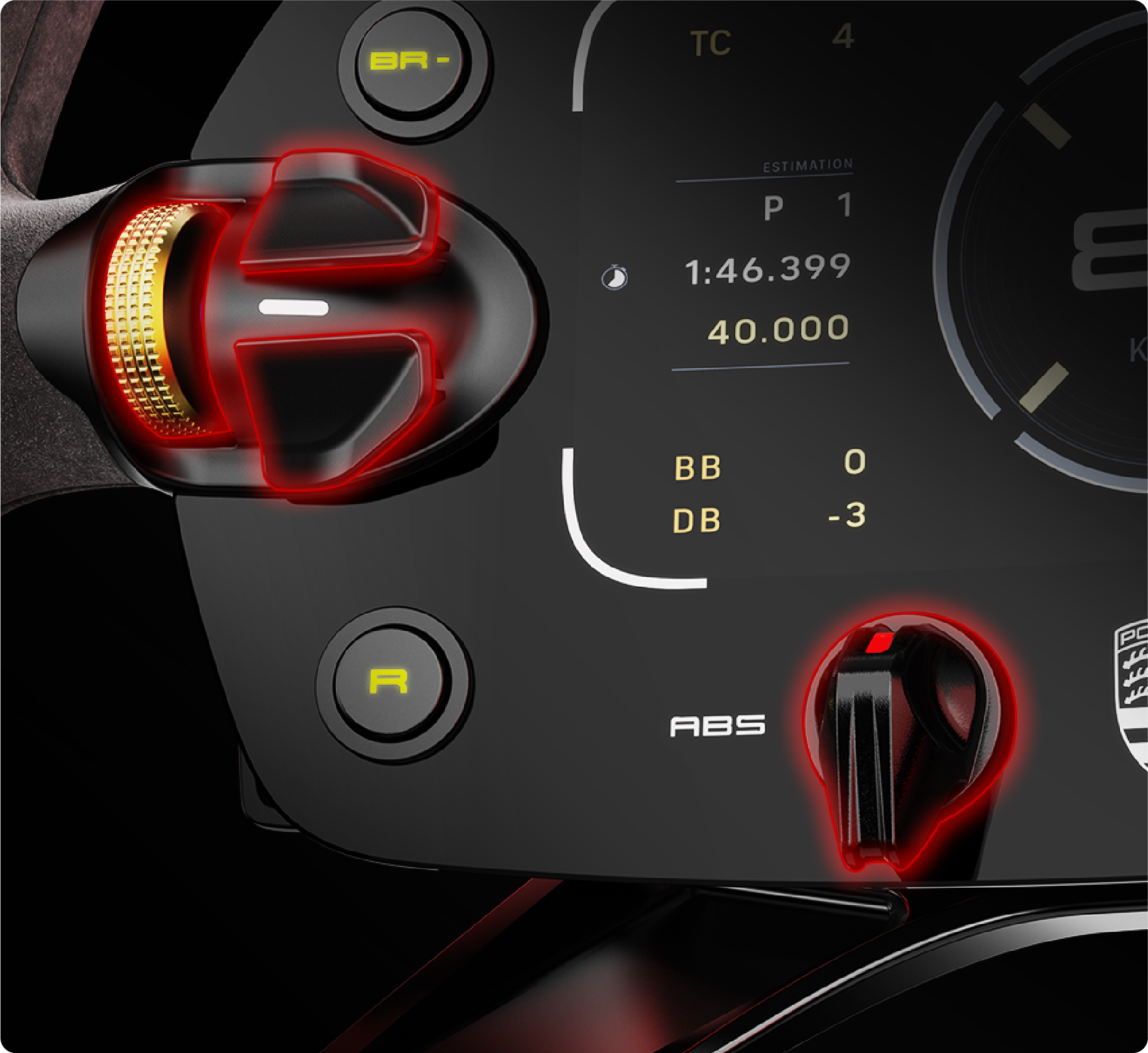 Front precision control layout on the MOZA Mission R Steering Wheel