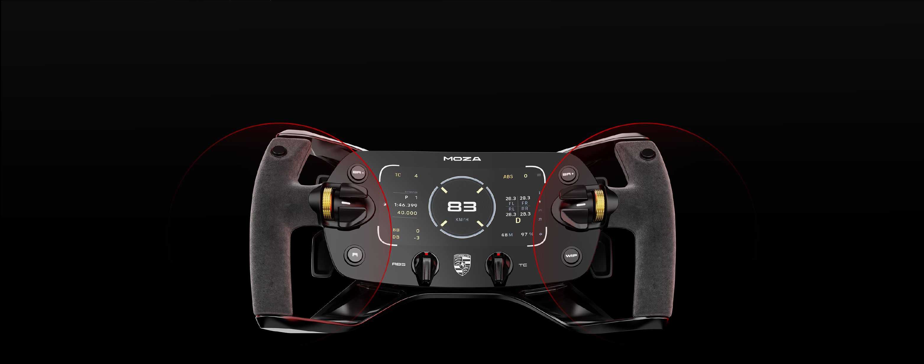 12 precision controls on the MOZA Mission R Steering Wheel for racing simulation