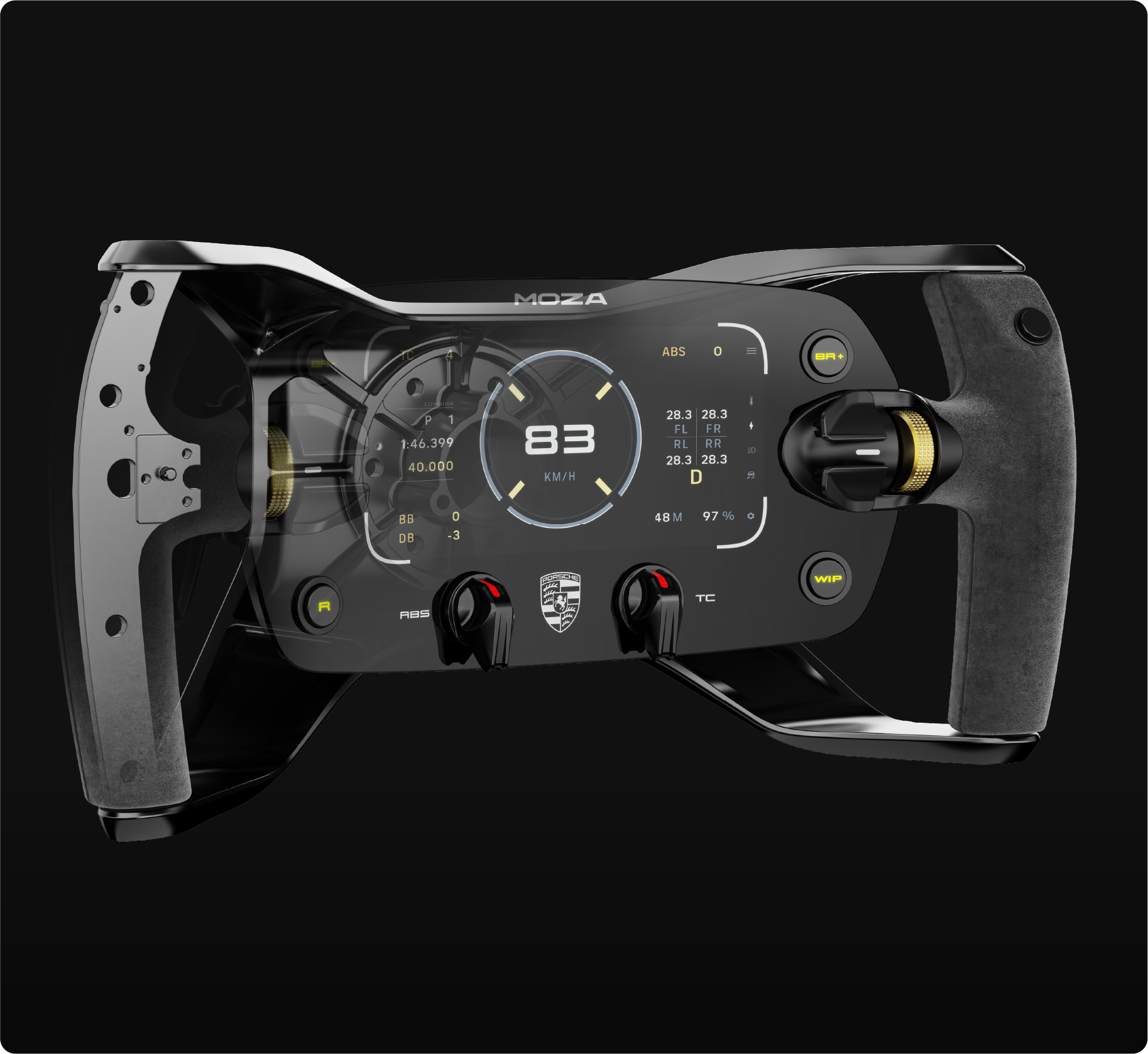 CNC-machined aluminium frame of the MOZA Mission R Steering Wheel