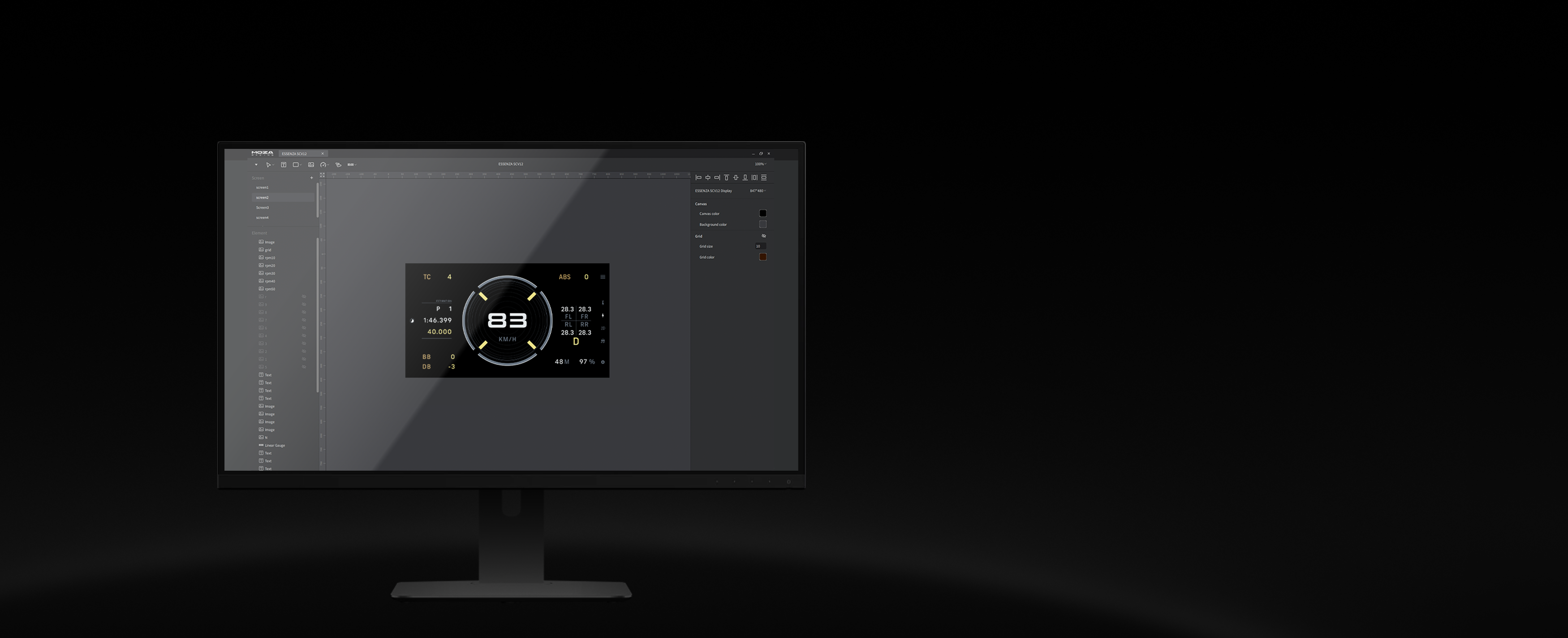 Customisable dash display UI editing system for the MOZA Mission R Steering Wheel