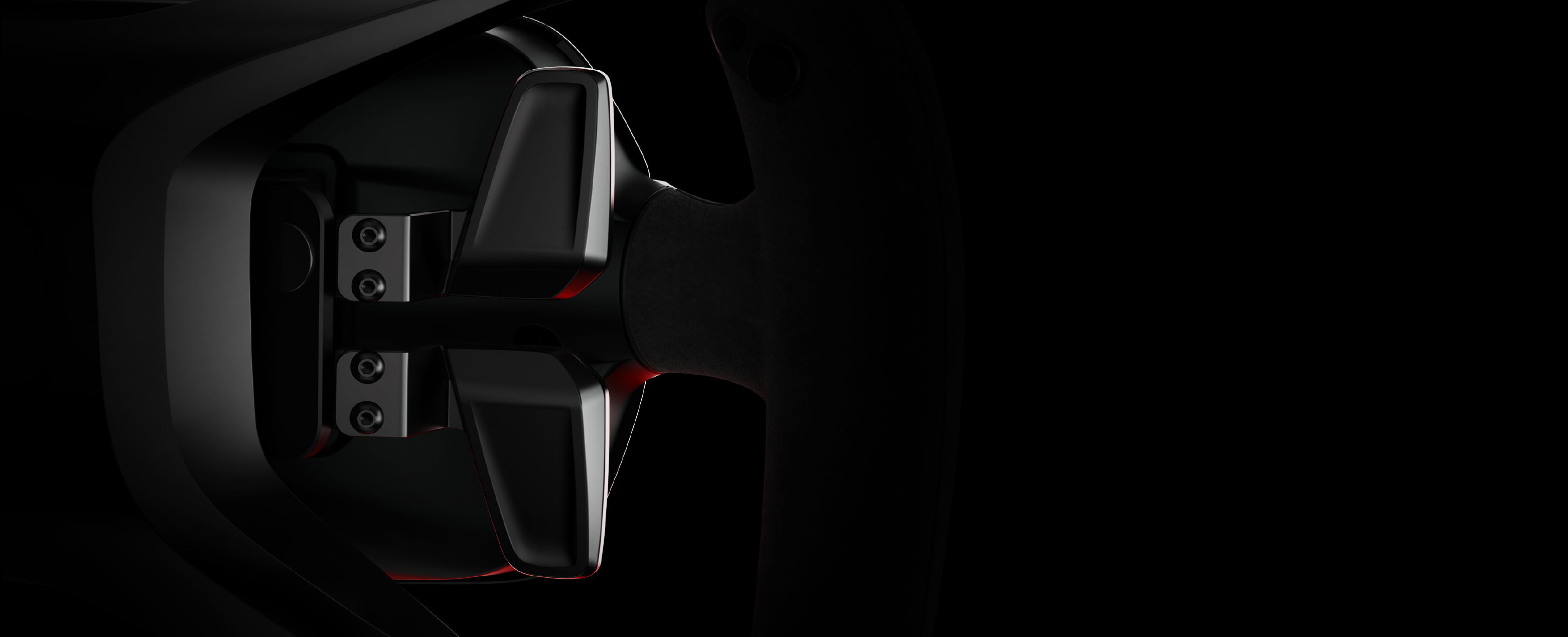 Aluminium alloy shift paddles with dual clutch on the MOZA Mission R Steering Wheel