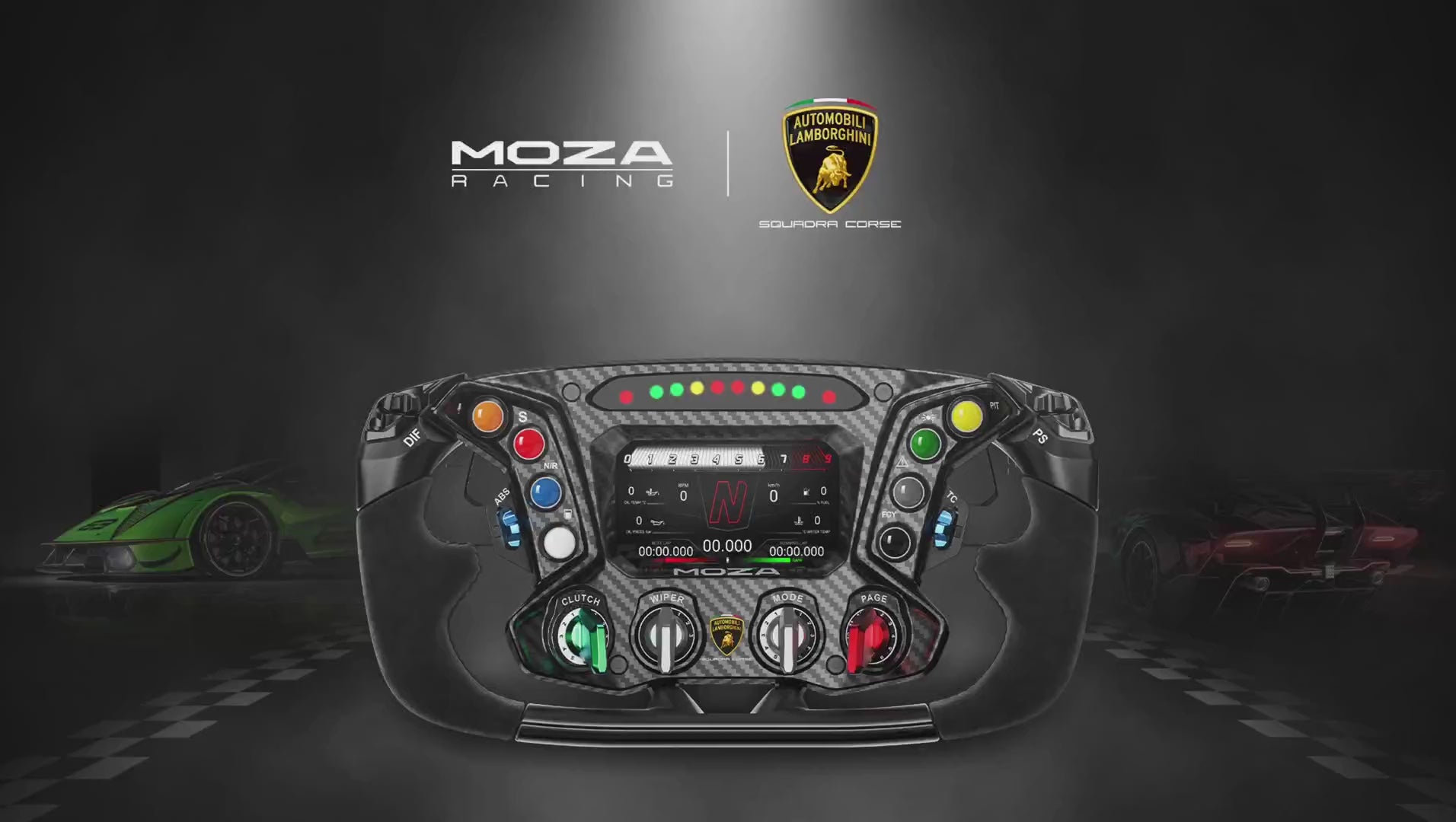動画を読み込むMOZA Racing x Automobilei Lamborghini Squadra Corse Essenza SCV12 Sim-Racing ステアリング ホイール